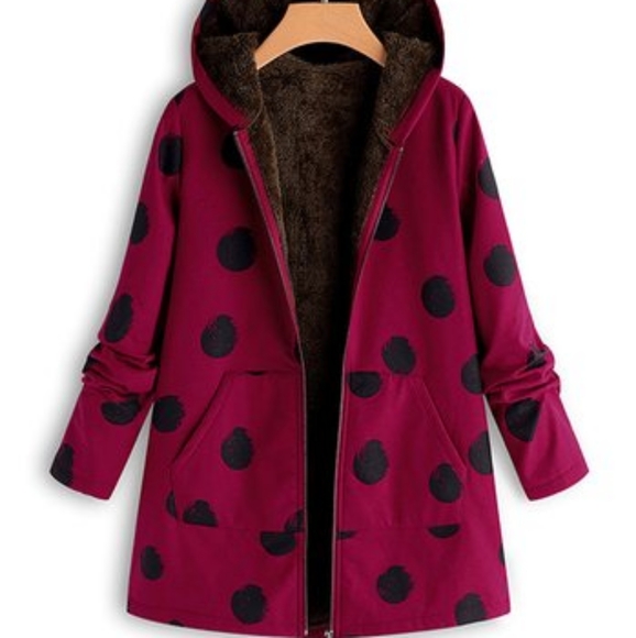 Jackets & Blazers - Cellabie Pink and Black Polka Dot lined Jacket | L